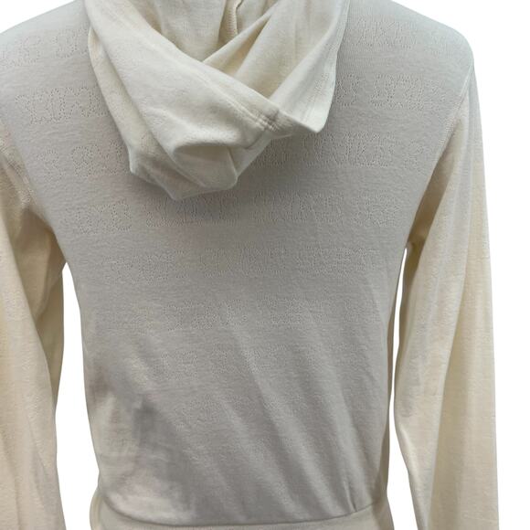 Skims Logo Pointelle Zip Up Hoodie Ivory Cream Size Small - Picture 11 of 14